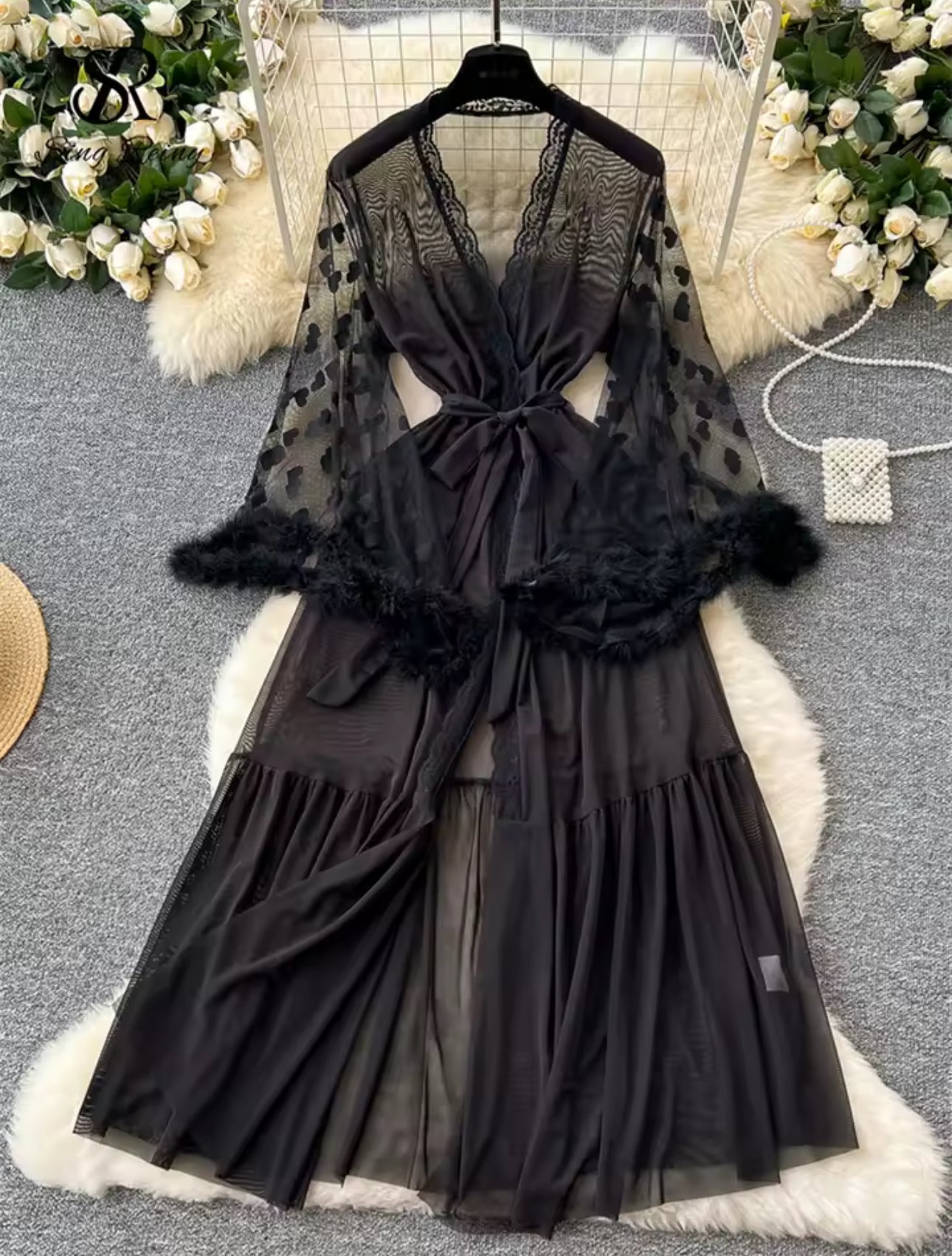 Aveline - Prześwitujące koronkowe kimono