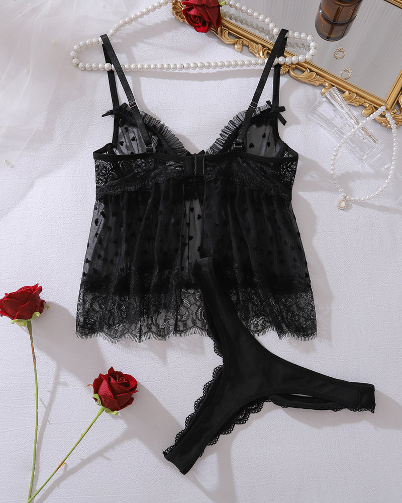 Ysola - Zmysłowy komplet z siateczkową górą i majtkami