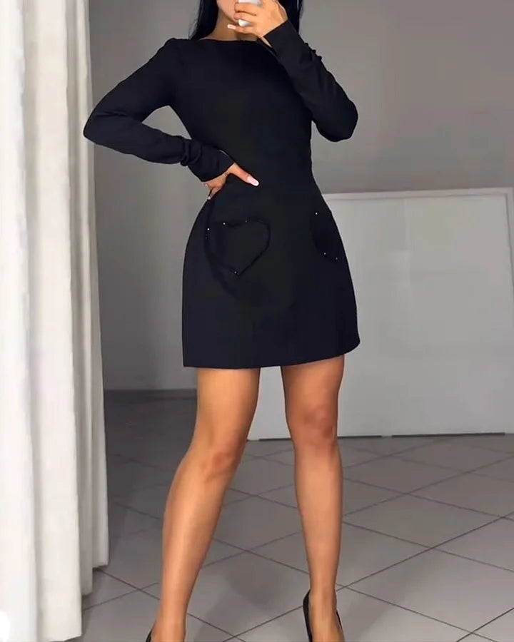 Aralina – Elegancka sukienka z długim rękawem i ściągaczem w talii