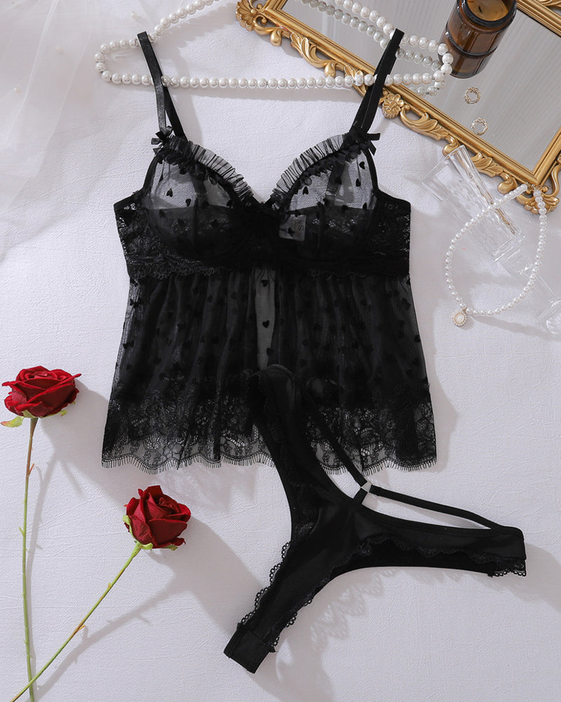 Ysola - Zmysłowy komplet z siateczkową górą i majtkami