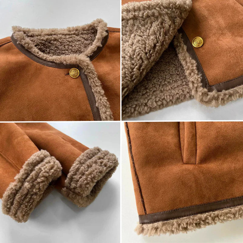 Rose - Lammfell Knopfjacke